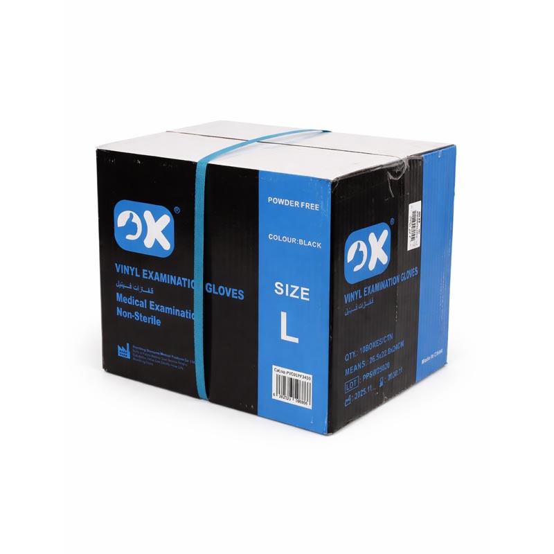 اوكي كرتون قفازات فينيل اسود مقاس L – 10 عبوة 700 قفاز
