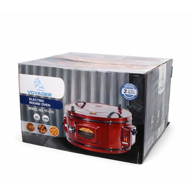 VOYAGER فرن كهربائي دائري سعة 32 لتر – قدرة 1400 واط مع صينية غير قابلة للالتصاق وضمان سنتين