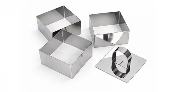 Square Stainless Steel Food Molds 6 cm – Set of 3 Sizes with Press