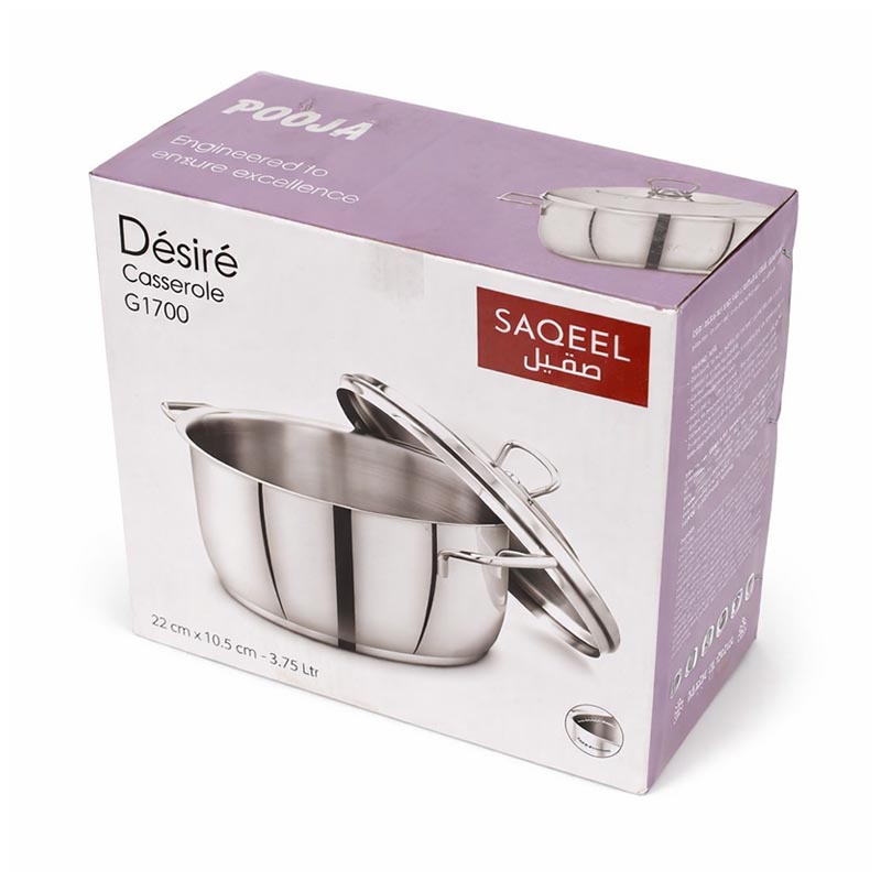 قدر طبخ من الستانلس ستيل | مقاس 22 سم – سعة 3.75 لتر – مناسب لجميع مصادر الحرارة