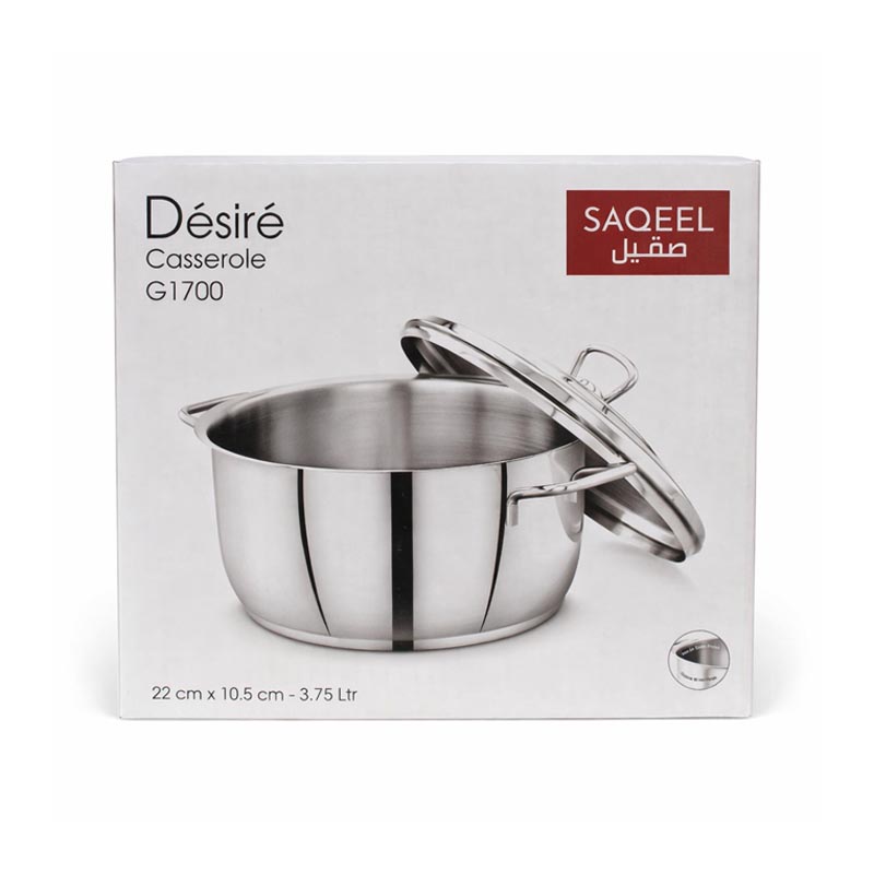 قدر طبخ من الستانلس ستيل | مقاس 22 سم – سعة 3.75 لتر – مناسب لجميع مصادر الحرارة