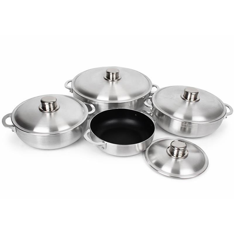 طقم قدور طبخ من المنيوم بطلاء فلون غير لاصق | 4 مقاسات – تصميم انيق وجودة عالية