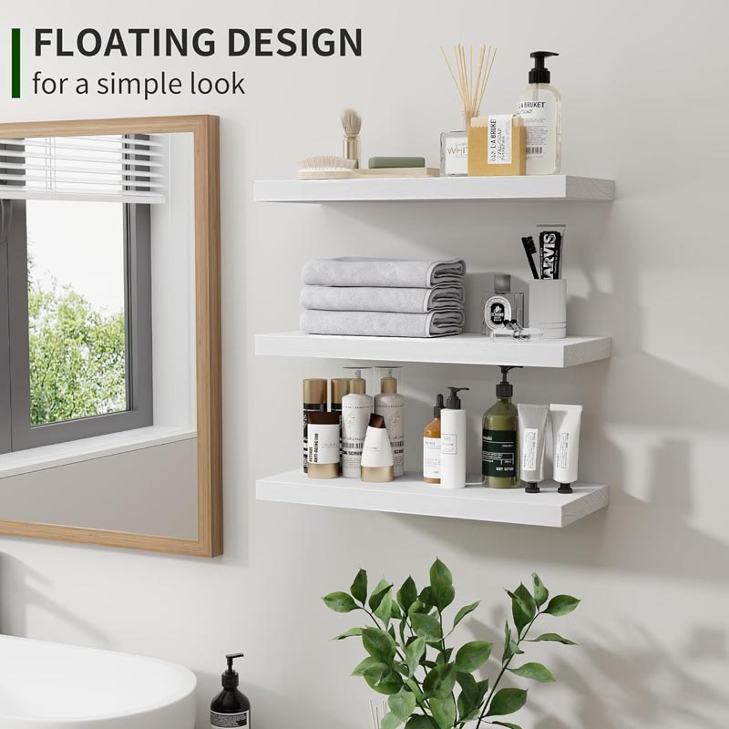 رف حائط لون ابيض | طول 110 سم – عمق 23.5 سم – سمك 3.8 سم