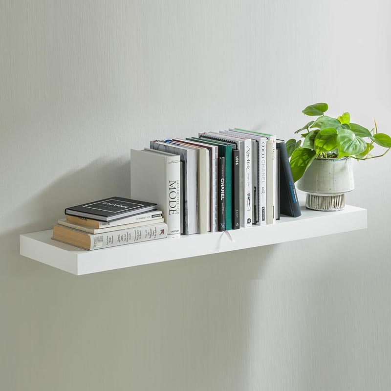 رف حائط لون ابيض | طول 120 سم – عمق 23.5 سم – سمك 3.8 سم