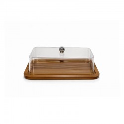 Rectangular Wooden Serving Tray with Acrylic Cover 25*14 cm