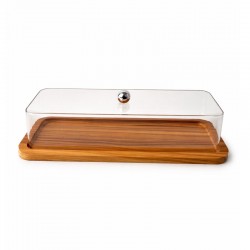 Rectangular Wooden Serving Tray with Acrylic Cover 38*15 cm