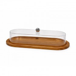 Oval Wooden Serving Tray with Acrylic Cover 38*15 cm