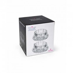 طقم سكرية زجاج مع صحن مقاس 10 سم - 4 قطع