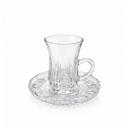 طقم بيالات شاي زجاج 6 بيالة + 6 صحن