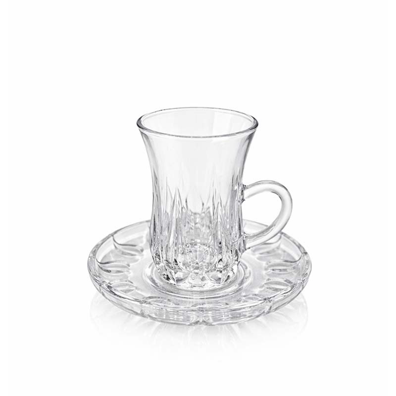 طقم بيالات شاي زجاج 6 بيالة + 6 صحن