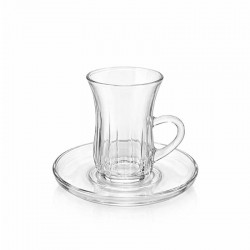 طقم بيالات شاي زجاج 6 بيالة + 6 صحن