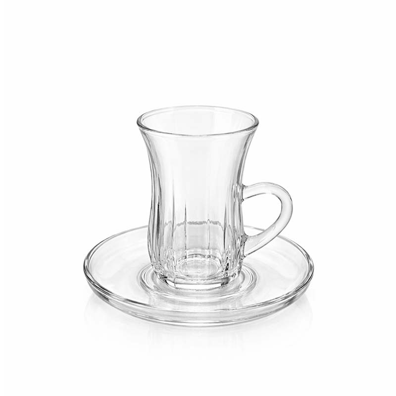 طقم بيالات شاي زجاج 6 بيالة + 6 صحن طقم بيالات شاي زجاج 6 بيالة + 6 صحن