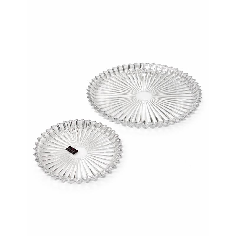 طقم صحن تقديم زجاج بمقاسين مختلفين للتقديم اليومي والضيافة