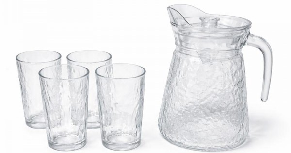 Desktop Pitcher Glass Pitcher Set with 4 Cups – Green Apple