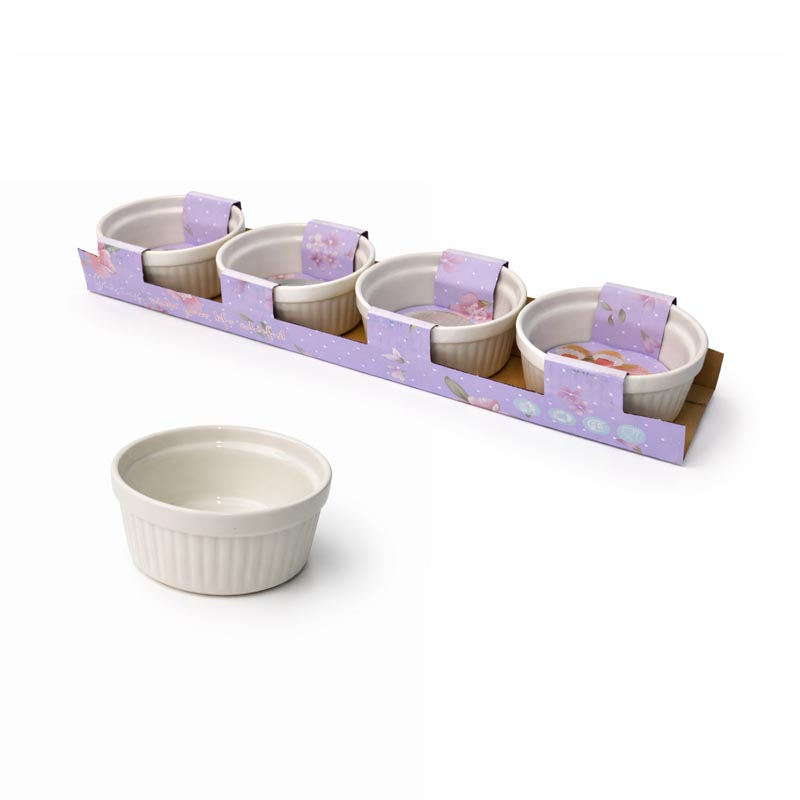 صحون سوفليه مقاس 8.5 سم طقم 4 حبات للاستخدام داخل الفرن والتجمد