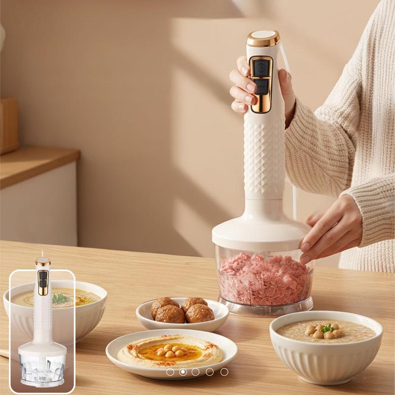 ريبون خلاط يدوي متعدد الوظائف بقوة 1000 واط مع وعاء فرامة 600 مل ووعاء خفاق 500 مل