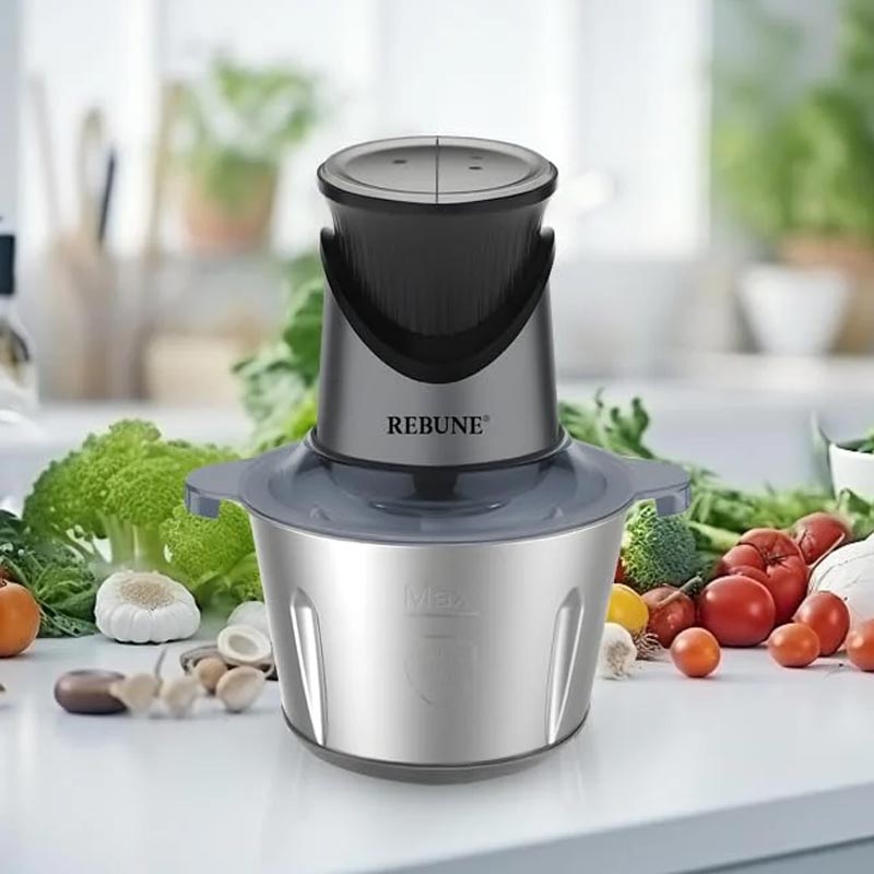 مفرمة كهربائية بوعاء استيل سعة 2 لتر لون ذهبي مع شاشة رقمية و4 شفرات ستانلس ستيل وتحكم بسرعتين