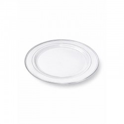 صحون بلاستيك ابيض بخط فضي Ø 22 سم 5 صحون