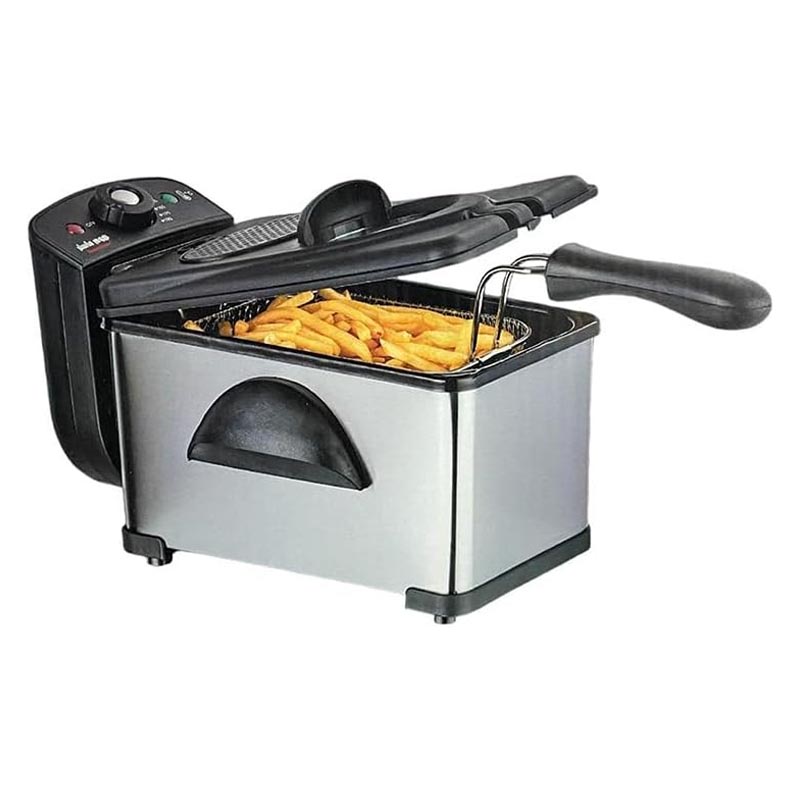 قلاية زيت كهربائية هوم ماستر بسعة 3 لتر 2000 واط ستانلس ستيل مع نافذة عرض وتحكم بالحرارة