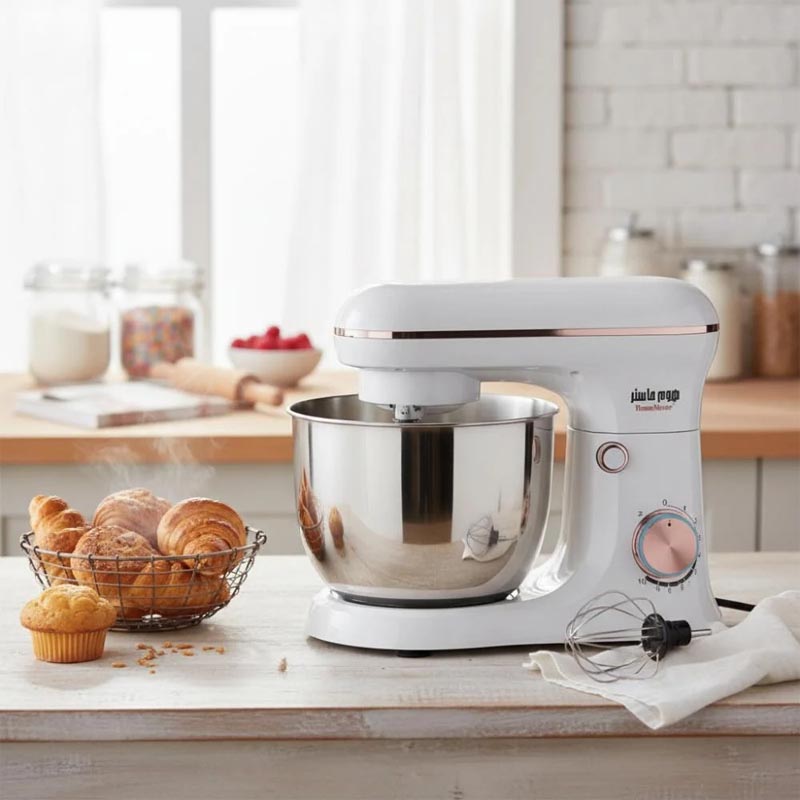 عجانة استيل 5 لتر بقوة 400 واط 10 سرعات هيكل بلاستيكي وعاء ستيل رقم 304 مع ملحقات كاملة