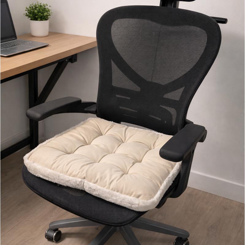 خدادية كرسي مقاس 40 × 40 سم 100% بوليستر مع اطراف فرو