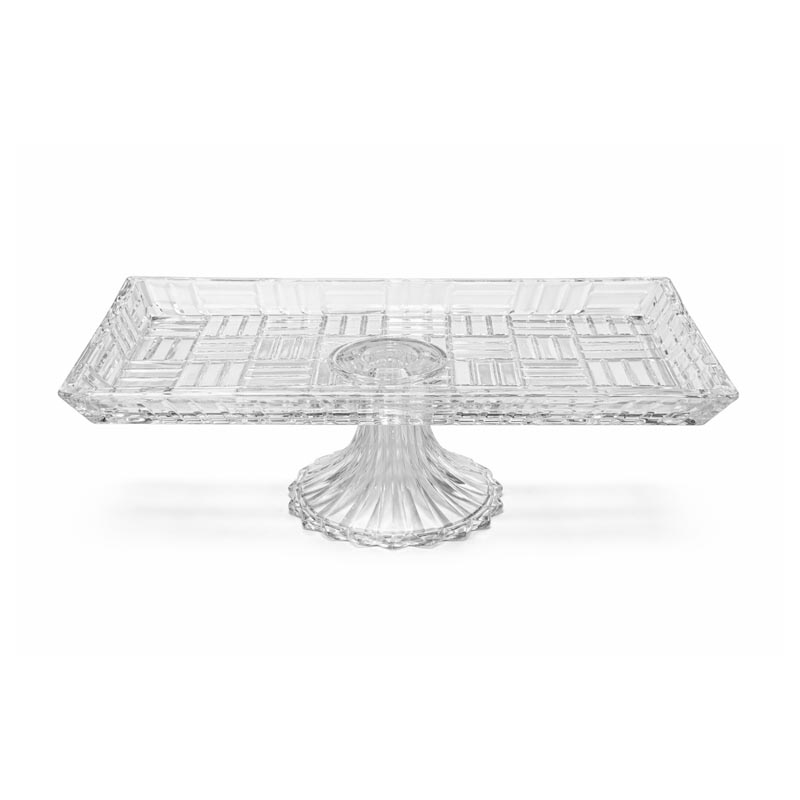 صحن تقديم زجاج مستطيل بقاعدة – مقاس 27×14 سم ارتفاع 14 سم صحن تقديم زجاج مستطيل بقاعدة – مقاس 27×14 سم ارتفاع 14 سم