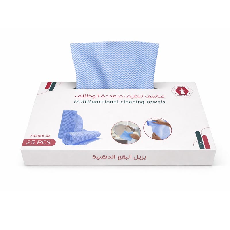 مناشف تنظيف متعددة الوظائف 30×60 سم – 25 حبة للرطب والجاف