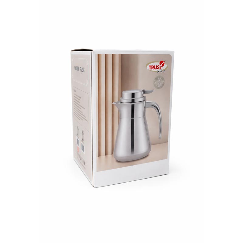 ترمس ضغاط كروم فضي 0.5 لتر – طبقتين ستانلس استيل 18/8 تحفظ الحرارة 12 ساعة