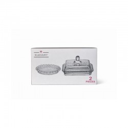 طقم تمرية وصحن زجاج 2 قطعة