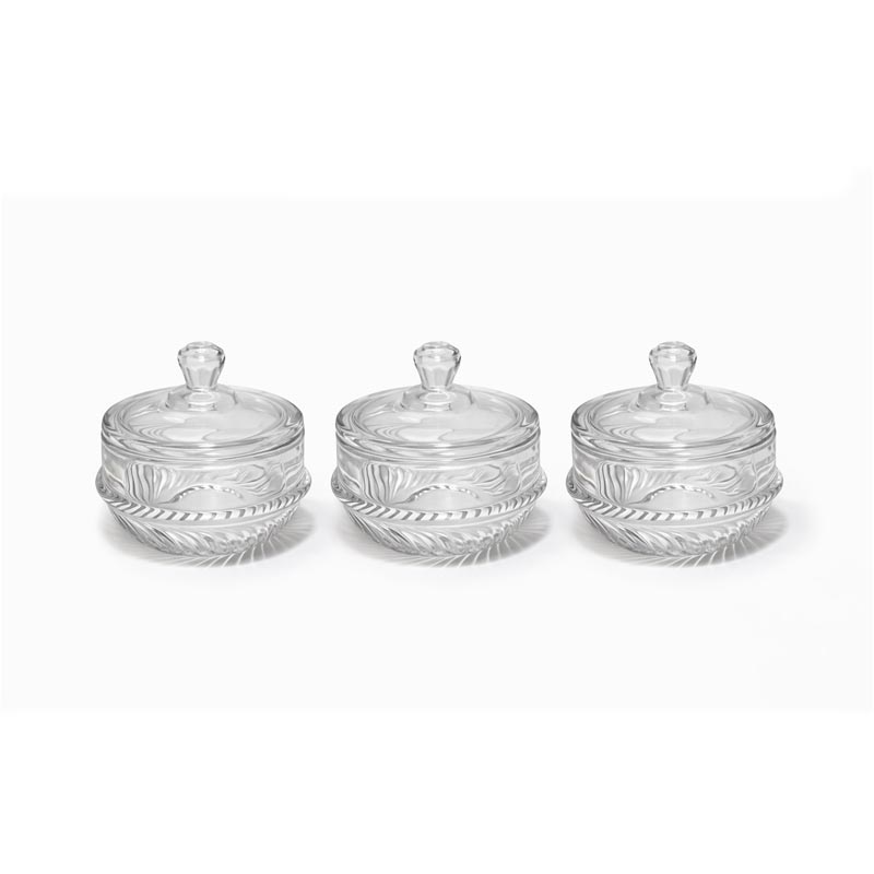 Glass Date and Sugar Bowl Set 3 Pieces - 7 cm
