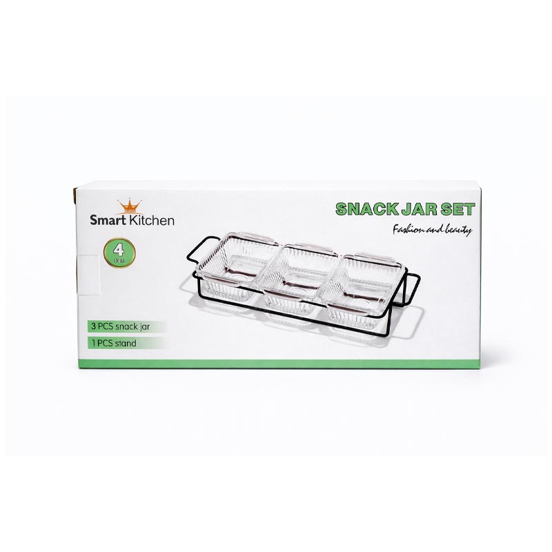 طقم صحون تقديم زجاج مكون من 3 صحون مع ستاند تنظيم معدني طقم صحون تقديم زجاج مكون من 3 صحون مع ستاند تنظيم معدني