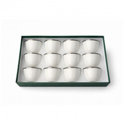 فنجال قهوة بورسلين بخط فضي - 12 حبة فنجال قهوة بورسلين بخط فضي - 12 حبة