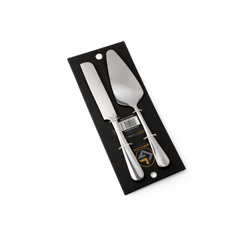 طقم تقديم كيك ستانلس استيل مكون من قطعتين (سكين + سيرفر) طقم تقديم كيك ستانلس استيل مكون من قطعتين (سكين + سيرفر)