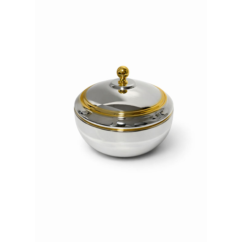 تمرية سكرية كروم فضي بغطاء مقاس 13 سم تمرية سكرية كروم فضي بغطاء مقاس 13 سم