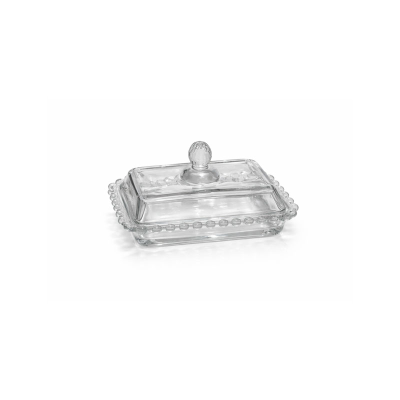 صحن تقديم زجاج بغطاء المقاس 16×10 سم