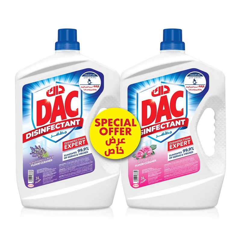 داك مطهر اسطح سائل 3 لتر × 2 برائحة الورد واللافندر عرض خاص لتنظيف عميق