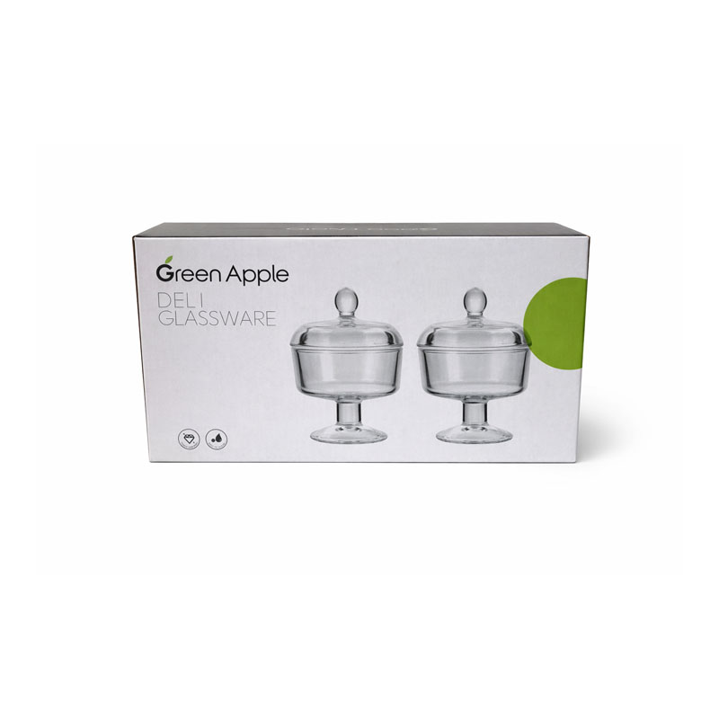 طقم تمرية وسكرية زجاج 2 حبة مقاس عرض 9 سم ارتفاع 7.5 سم