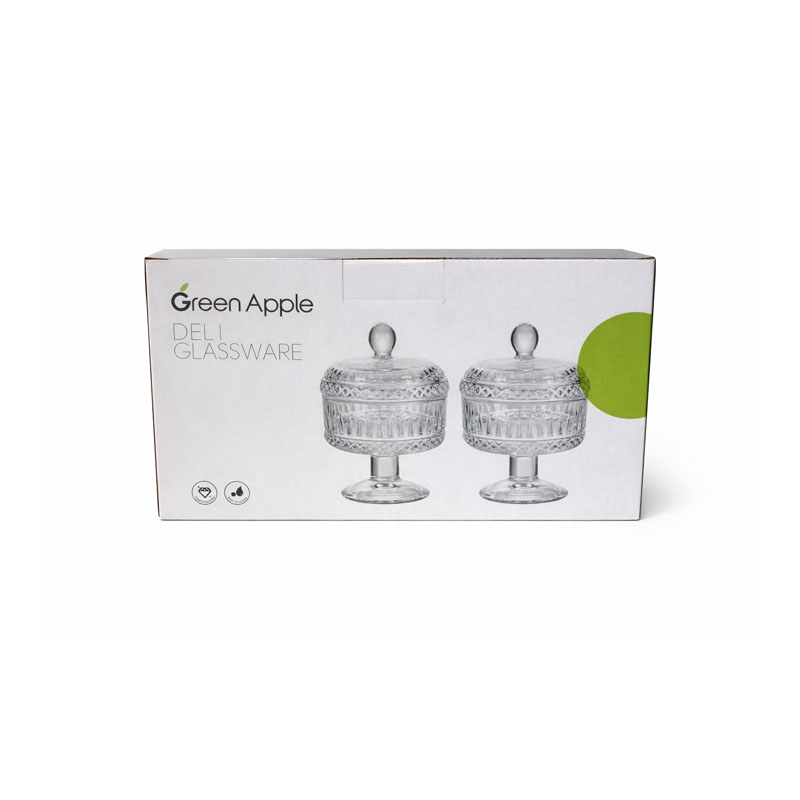 طقم تمرية وسكرية زجاج 2 حبة مقاس عرض 9 سم ارتفاع 7.5 سم