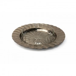 صحن تقديم استيل مع زبدية زجاج