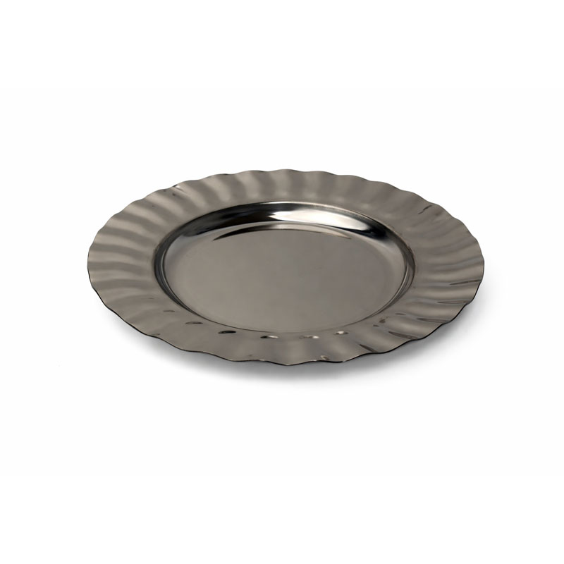 صحن تقديم استيل مع زبدية زجاج قابل للفصل مقاس 25.5 سم و15 سم