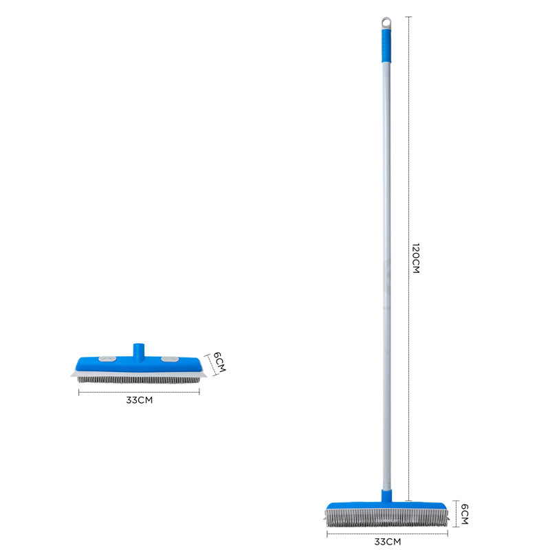فرشاة تنظيف ارضيات لازالة الشعر مع مكشطة TPR ومقبض معدني 120 سم