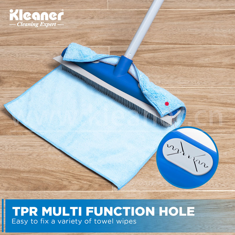 فرشاة تنظيف ارضيات لازالة الشعر مع مكشطة TPR ومقبض معدني 120 سم