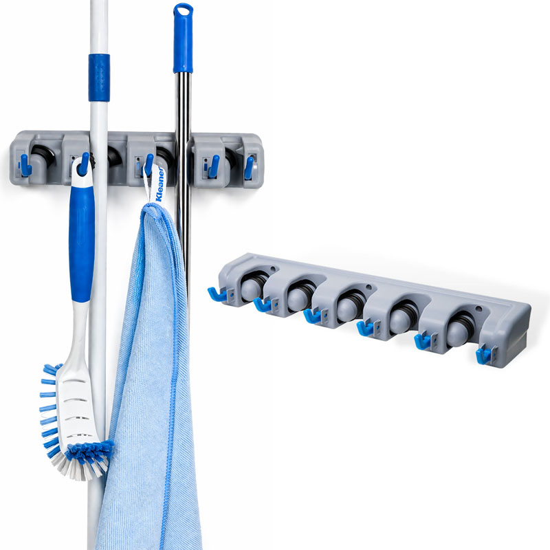 حامل مكانس ومسّاحات جداري 5 اماكن تثبيت + 6 علاقات حامل مكانس ومسّاحات جداري 5 اماكن تثبيت + 6 علاقات