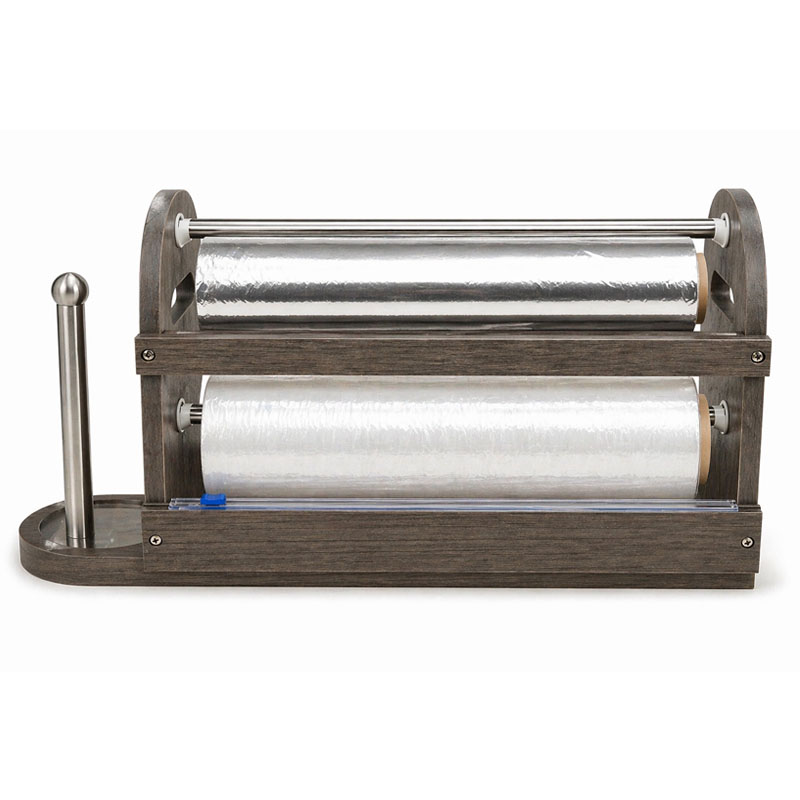 حامل منظم رول قصدير ونايلون تغليف مزدوج | مناسب لرولات بعرض 45 سم