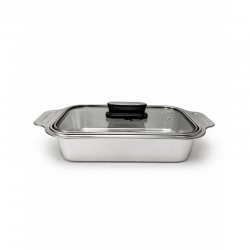 صينية استيل بغطاء اسود 24 × 20 سم