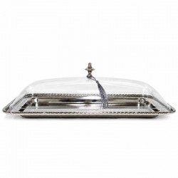 صينية تقديم استيل بغطاء 45 × 20 سم