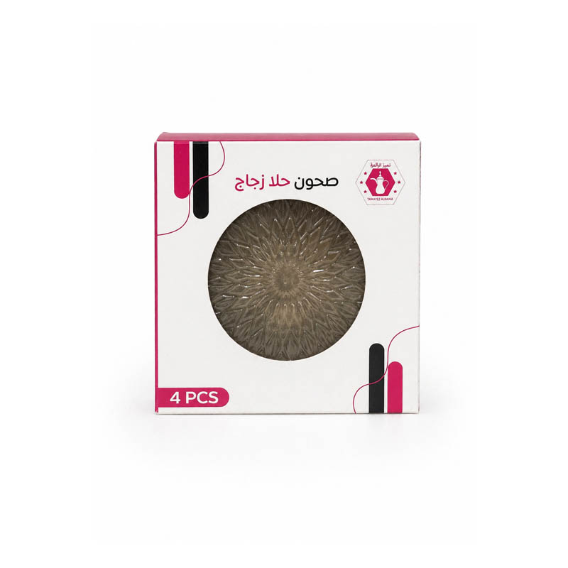 طقم صحون حلا زجاج دائري |4حبات - قطر 16 سم