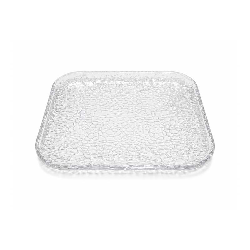 صحن تقديم زجاج مسطح مربع | مقاس 26 سم