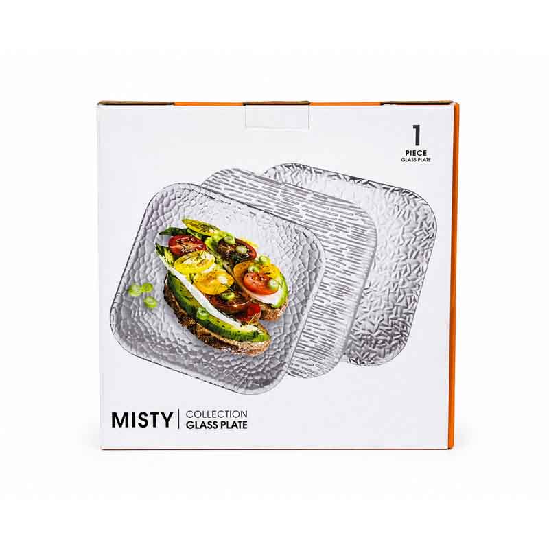 صحن تقديم زجاج مسطح مربع | مقاس 26 سم