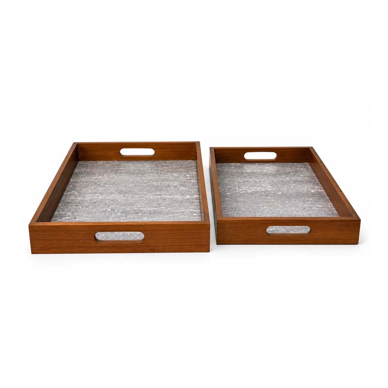 طوفرية تقديم خشب طقم قطعتين | تصميم عملي بمقابض جانبية